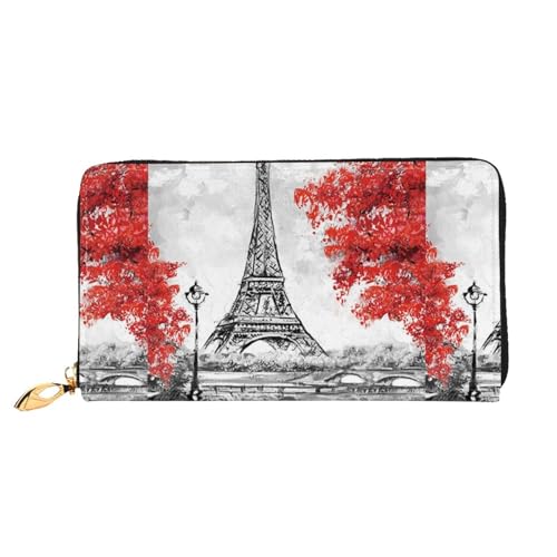 LKLDDPZB Paris Print Long Leather Clutch Wallet - Modisch schick und langlebig Geldbörse mit doppelseitig bedrucktem Design, Schwarz , Einheitsgröße von LKLDDPZB