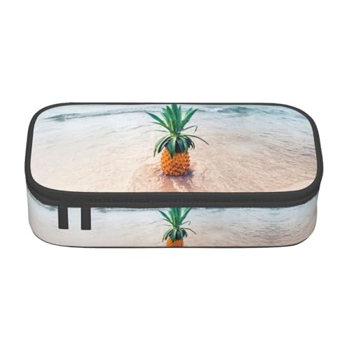 LKLDDPZB Pineapple by The Sea Print Federmäppchen mit hoher Kapazität, geschichtetes Design, langlebige Oxford-Stoff-Konstruktion, vielseitige und organisierte Lösung für Ihre Schreibwaren und von LKLDDPZB