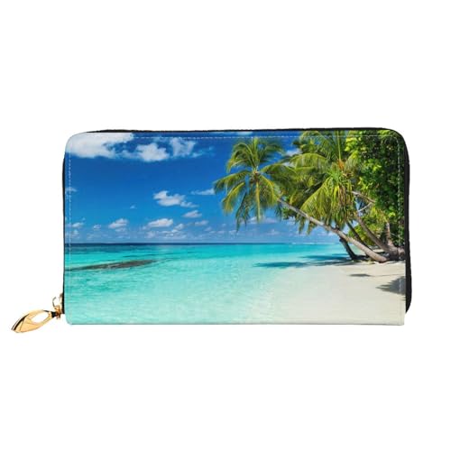 LKLDDPZB Romantischer Stranddruck Lange Leder Clutch Geldbörse - Modisch Schick und Langlebig Geldbörse mit Full Double Side Print Design, Schwarz , Einheitsgröße von LKLDDPZB