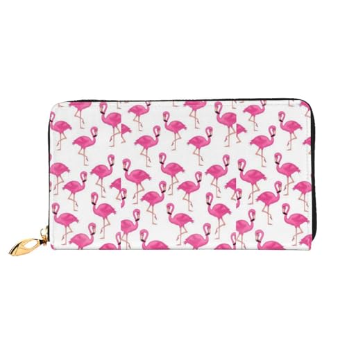 LKLDDPZB Rosa Flamingo Print Lange Leder Clutch Geldbörse - Modisch Chic und Langlebig Geldbörse mit doppelseitig bedrucktem Design, Schwarz , Einheitsgröße von LKLDDPZB