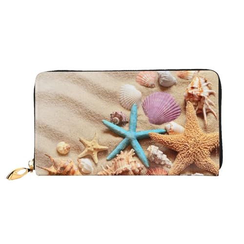 LKLDDPZB Shells On The Beach Print Long Leather Clutch Wallet - Modisch Schicke und langlebige Geldbörse mit doppelseitig bedrucktem Design, Schwarz , Einheitsgröße von LKLDDPZB