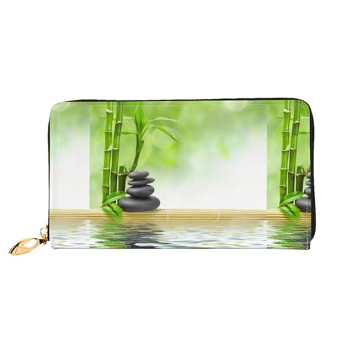 LKLDDPZB Stone Bamboo Print Long Leather Clutch Wallet - Modisch schick und langlebig Geldbörse mit doppelseitig bedrucktem Design, Schwarz , Einheitsgröße von LKLDDPZB