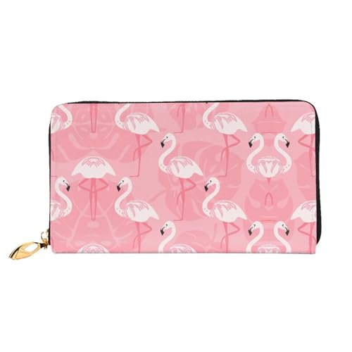 LKLDDPZB Summer Flamingo Palm Leaves Print Long Leather Clutch Wallet - Modisch schick und langlebig Geldbörse mit doppelseitig bedrucktem Design, Schwarz , Einheitsgröße von LKLDDPZB