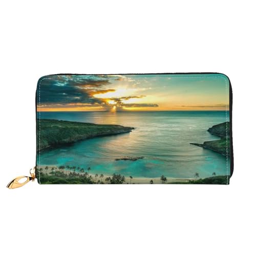 LKLDDPZB Sunrise Over Hawaii Print Long Leather Clutch Wallet - Modisch Chic und Durable Wallet mit Full Double Side Print Design, Schwarz , Einheitsgröße von LKLDDPZB