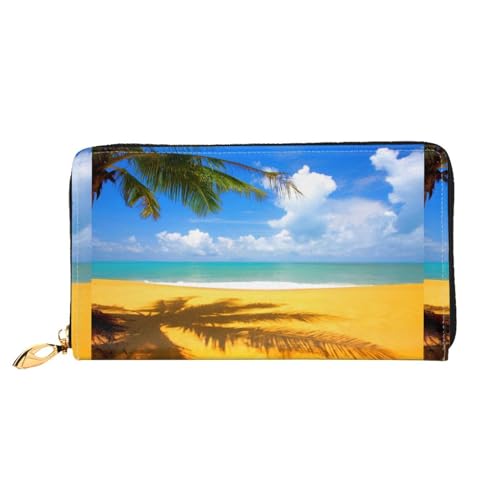 LKLDDPZB Sunset Palm Print Long Leather Clutch Wallet - Modisch schick und langlebig Geldbörse mit doppelseitig bedrucktem Design, Schwarz , Einheitsgröße von LKLDDPZB