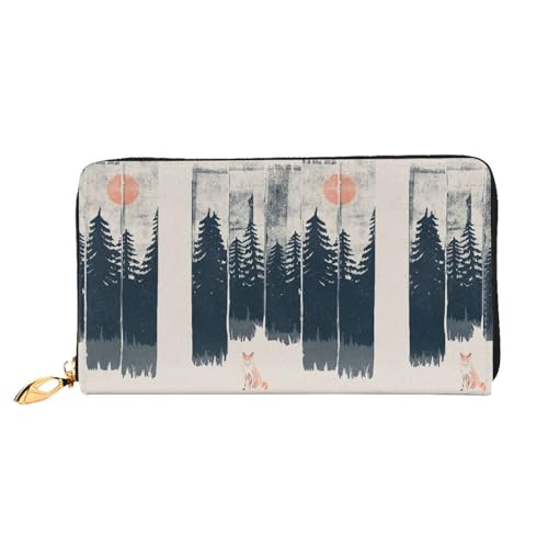 LKLDDPZB Wilderness Fox Art Print Lange Leder Clutch Wallet - Modisch Schicke und Langlebige Geldbörse mit Full Double Side Print Design, Schwarz , Einheitsgröße von LKLDDPZB