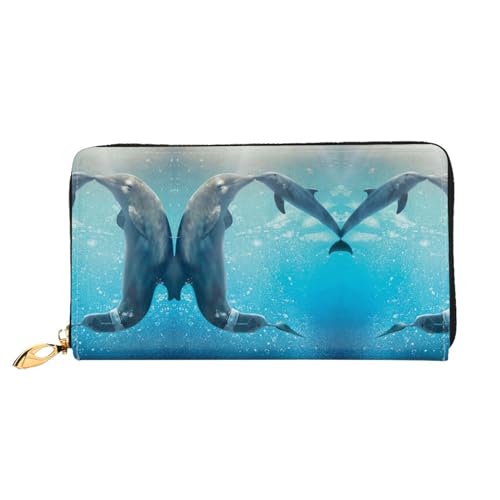 LKLDDPZB Winter The Dolphin Print Long Leather Clutch Wallet - Modisch schick und langlebig Geldbörse mit doppelseitig bedrucktem Design, Schwarz , Einheitsgröße von LKLDDPZB