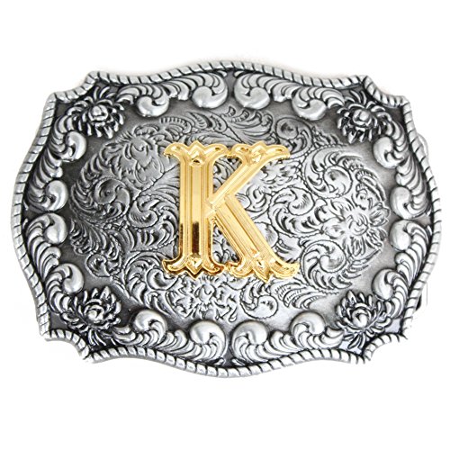 Herren-Gürtelschnallen, englischer Buchstabe in 3D, Westernstil, Cowboy-Alphabet, Initiale, Gürtelschnallen für Herren Gr. onesize, K von LKMY