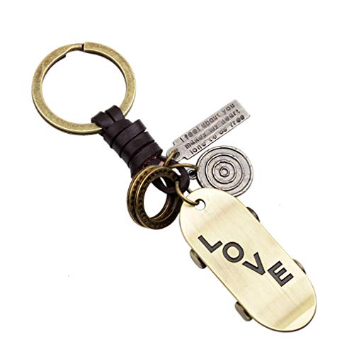 LKMY Keyring mit Skateboard Schuhe/Boot/Hut Geschenk | Leder Startseite Vintage Mini Anhänger Schlüsselanhänger für Männer und Frauen | Mädchen Junge von LKMY