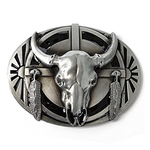 LKMY Mens Belt Buckle, 3D Bull Head Belt Buckle,Western Cowboy Scroll Belt Buckle For Mens Womens von LKMY