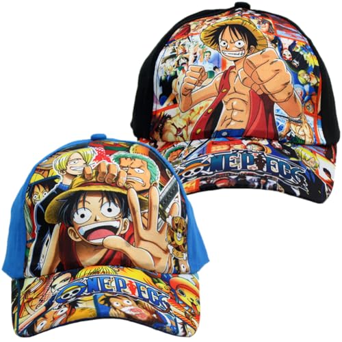 LKNBIF 2 Stück Anime Baseballkappen Anime Verstellbare Baseballmütze Unisex Baseball Cap für Jungen und Mädchen Outdoor Running Freizeit, 48-54CM von LKNBIF