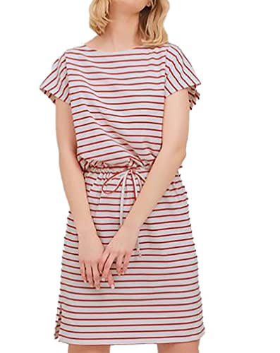 LKNBLIL Damen Sommer Boho Blumen Muster Kurzarm Maxi Kleid (L, Bordeaux) von LKNBLIL