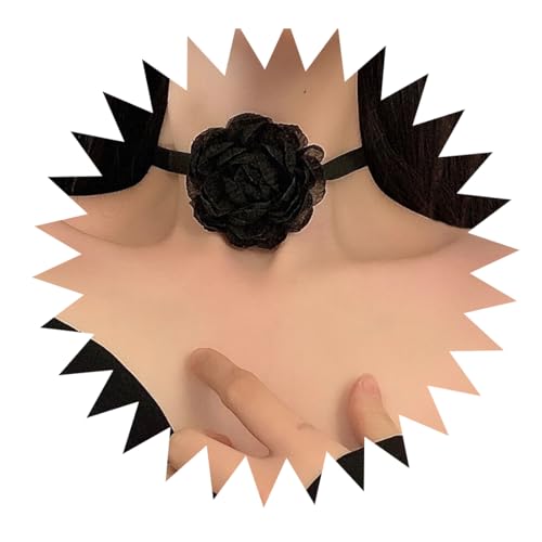 Elegant Rosen Choker Halskette,Gothic Stoff-Blumen-Halsketten,Spitze Blumen-Choker Blumen Halskette Choker Halsband Blumen für Frauen Mädchen Braut Hochzeit Party Geburtstag Weihnachten (Schwarz) von LKSAOHW