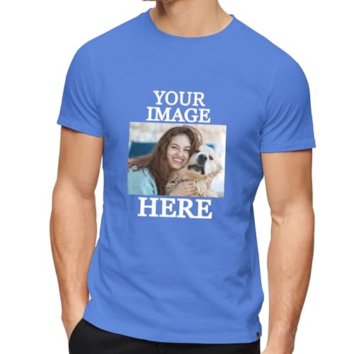 LKSCUDIY Tshirt Personalisiert für Herren und Damen | Personalisierte Tshirt Bedrucken Lassen | Tshirt Selbst Gestalten mit Foto/Bild auf Vorder- und Rückseite | 100% Baumwolle(3XL,Tiefblau) von LKSCUDIY