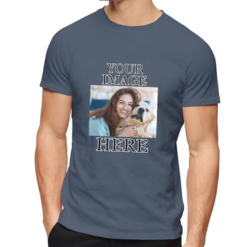 LKSCUDIY Tshirt Personalisiert für Herren und Damen | Personalisierte Tshirt Bedrucken Lassen | Tshirt Selbst Gestalten mit Foto/Bild auf Vorder- und Rückseite | 100% Baumwolle(L,Marineblau) von LKSCUDIY