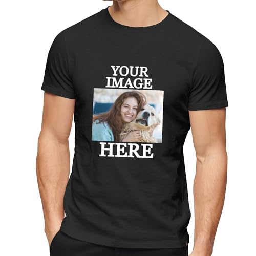 LKSCUDIY Tshirt Personalisiert für Herren und Damen | Personalisierte Tshirt Bedrucken Lassen | Tshirt Selbst Gestalten mit Foto/Bild auf Vorder- und Rückseite | 100% Baumwolle(XXL,Schwarz) von LKSCUDIY