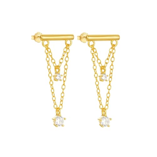 Ohrringe Ohrstecker Damenschmuck Schmuck 925 unregelmäßige Doppelkette Quaste weibliche Anhänger hohl Hochzeit, Einstellbar, Acryl von LKSXZASBB