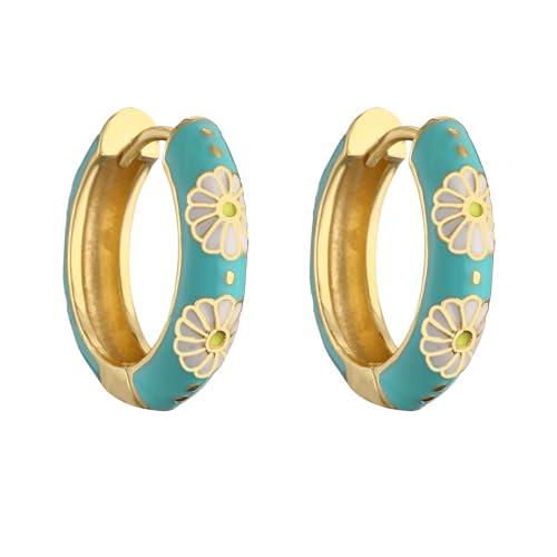 Ohrringe für Damen, Schmuck, Retro-Blume, kleine Reifen, modisch, geometrisch, Persönlichkeit, rundes Zubehör, Einstellbar, Acryl von LKSXZASBB