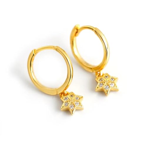 Ohrstecker, Damenschmuck, klassischer Mond-Stern, asymmetrischer Kreolen, Damen-Accessoires, modisch und exquisit, vielseitig, Einstellbar, Acryl von LKSXZASBB