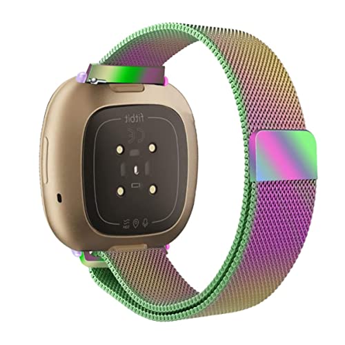 LKTM Edelstahl Mesh Uhrenarmband Kompatibel mit Fitbit Versa 2 Armband Fitbit Versa Armband für Damen Herren,Metal Sport Magnetverschluss Ersatzarmband für Fitbit Versa Lite/Versa SE (Farbe,L) von LKTM