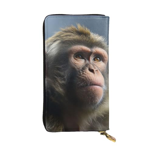 LKTPSKQRY Damen-Geldbörse, Leder, schmal, lang, Kartenhalter, Reißverschluss, Clutch, Affe, Reisegeldbörse von LKTPSKQRY