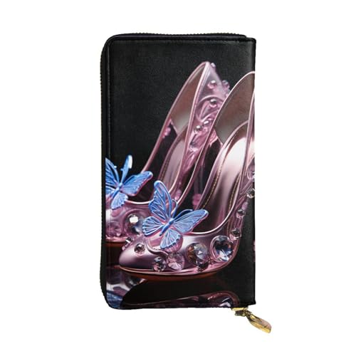 LKTPSKQRY Damen-Geldbörse, Leder, schmal, lang, Kartenhalter, Reißverschluss, Clutch, Blumenschuhe, Reisegeldbörse von LKTPSKQRY