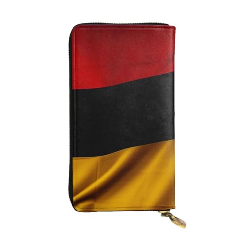 LKTPSKQRY Damen-Geldbörse, Leder, schmal, lang, Kartenhalter, Reißverschluss, Clutch, Deutschland-Flagge, Reisegeldbörse von LKTPSKQRY