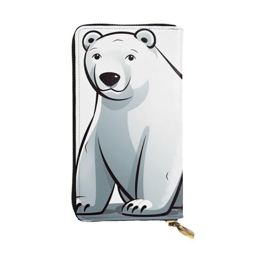 LKTPSKQRY Damen-Geldbörse, Leder, schmal, lang, Kartenhalter, Reißverschluss, Clutch, Eisbär, Reisegeldbörse von LKTPSKQRY