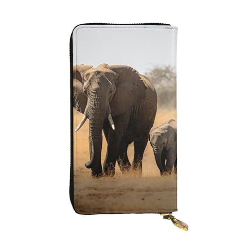 LKTPSKQRY Damen-Geldbörse, Leder, schmal, lang, Kartenhalter, Reißverschluss, Clutch, Elefanten-Reisegeldbörse von LKTPSKQRY