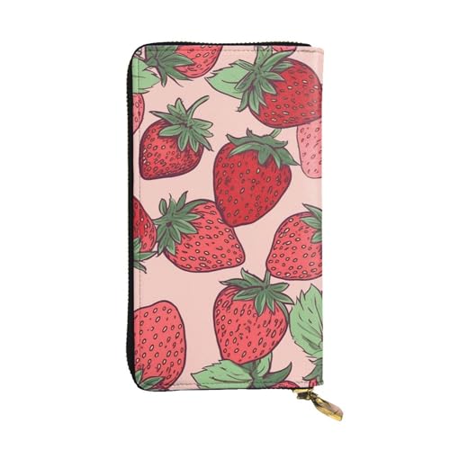 LKTPSKQRY Damen-Geldbörse, Leder, schmal, lang, Kartenhalter, Reißverschluss, Clutch, Erdbeermuster, Reisegeldbörse von LKTPSKQRY