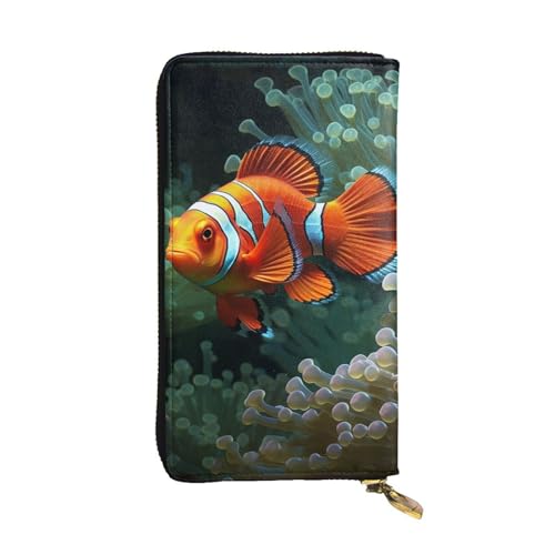 LKTPSKQRY Damen-Geldbörse, Leder, schmal, lang, Kartenhalter, Reißverschluss, Clutch, Fischhintergrund, Reisegeldbörse von LKTPSKQRY