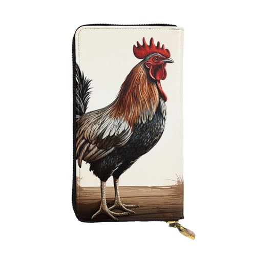 LKTPSKQRY Damen-Geldbörse, Leder, schmal, lang, Kartenhalter, Reißverschluss, Clutch, Hahn, Reisegeldbörse von LKTPSKQRY