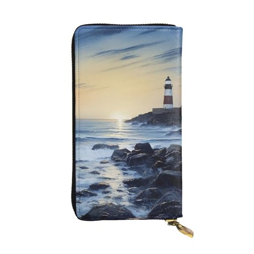 LKTPSKQRY Damen-Geldbörse, Leder, schmal, lang, Kartenhalter, Reißverschluss, Clutch, Leuchtturm, Reise-Geldbörse von LKTPSKQRY