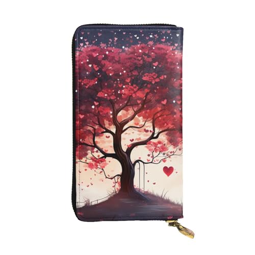 LKTPSKQRY Damen-Geldbörse, Leder, schmal, lang, Kartenhalter, Reißverschluss, Clutch, Liebesbaum, Reise-Geldbörse von LKTPSKQRY