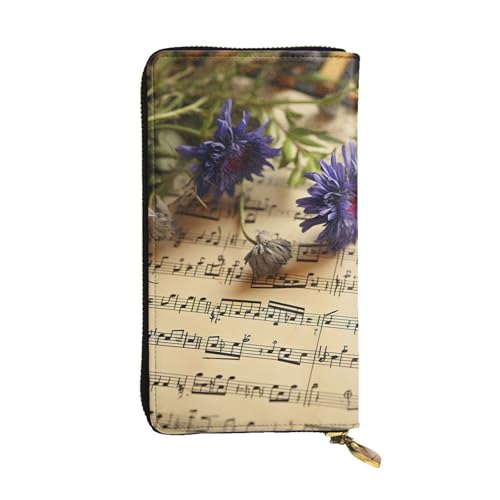 LKTPSKQRY Damen-Geldbörse, Leder, schmal, lang, Kartenhalter, Reißverschluss, Clutch, Notenblatt, Reisegeldbörse von LKTPSKQRY