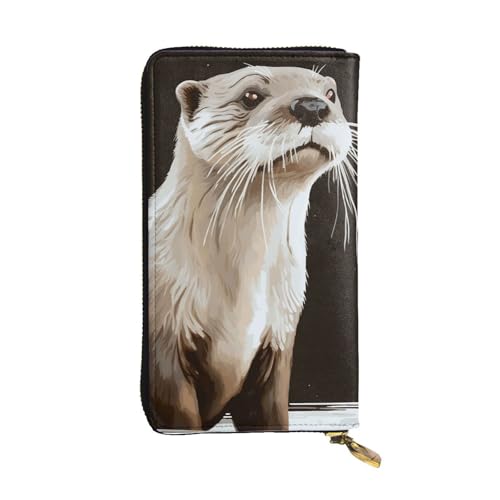 LKTPSKQRY Damen-Geldbörse, Leder, schmal, lang, Kartenhalter, Reißverschluss, Clutch, Otter, Reise-Geldbörse von LKTPSKQRY