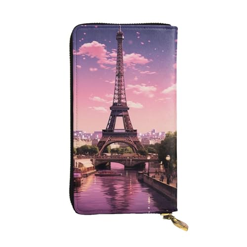 LKTPSKQRY Damen-Geldbörse, Leder, schmal, lang, Kartenhalter, Reißverschluss, Clutch, Paris, Reise-Geldbörse von LKTPSKQRY