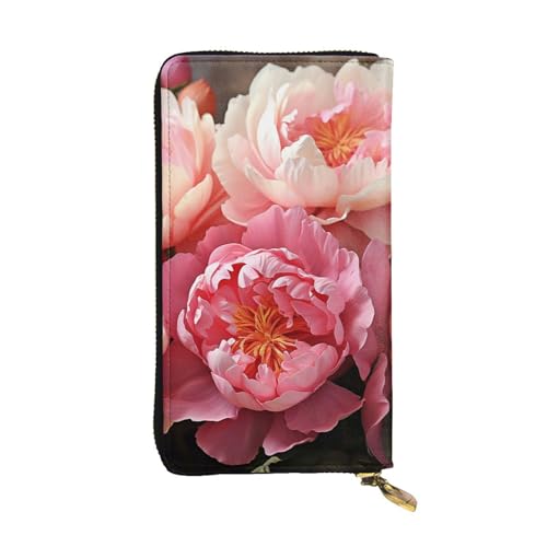 LKTPSKQRY Damen-Geldbörse, Leder, schmal, lang, Kartenhalter, Reißverschluss, Clutch, Pfingstrosen, Blumen, Blüten, Reisegeldbörse LKTPSKQRY Damen-Geldbörse, Leder, schmal, lang, Kartenhalter, Reißverschluss, Clutch, Pfingstrosen, Blumen, Blüten, Reisegeldbörse von LKTPSKQRY