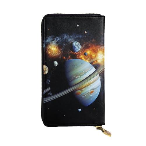 LKTPSKQRY Damen-Geldbörse, Leder, schmal, lang, Kartenhalter, Reißverschluss, Clutch, Planet, Jupiter, Reisebrieftasche von LKTPSKQRY
