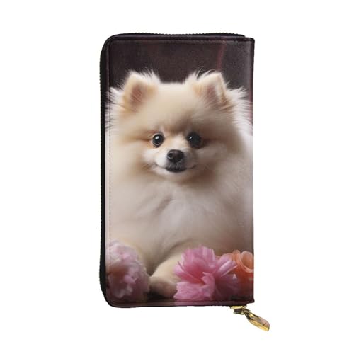 LKTPSKQRY Damen-Geldbörse, Leder, schmal, lang, Kartenhalter, Reißverschluss, Clutch, Pomeranian und Blumen, Reisegeldbörse LKTPSKQRY Damen-Geldbörse, Leder, schmal, lang, Kartenhalter, Reißverschluss, Clutch, Pomeranian und Blumen, Reisegeldbörse von LKTPSKQRY