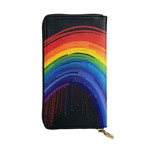 LKTPSKQRY Damen-Geldbörse, Leder, schmal, lang, Kartenhalter, Reißverschluss, Clutch, Regenbogen, Reisegeldbörse von LKTPSKQRY