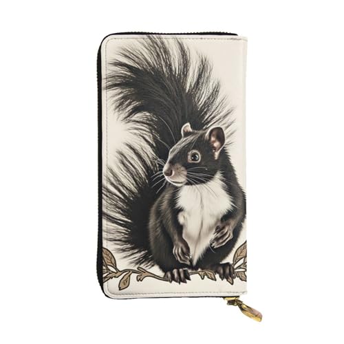 LKTPSKQRY Damen-Geldbörse, Leder, schmal, lang, Kartenhalter, Reißverschluss, Clutch, Stinktier-Reisegeldbörse von LKTPSKQRY