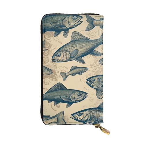 LKTPSKQRY Damen-Geldbörse, Leder, schmal, lang, Kartenhalter, Reißverschluss, Clutch, Vintage, verschiedene Fische, Reisegeldbörse LKTPSKQRY Damen-Geldbörse, Leder, schmal, lang, Kartenhalter, Reißverschluss, Clutch, Vintage, verschiedene Fische, Reisegeldbörse von LKTPSKQRY