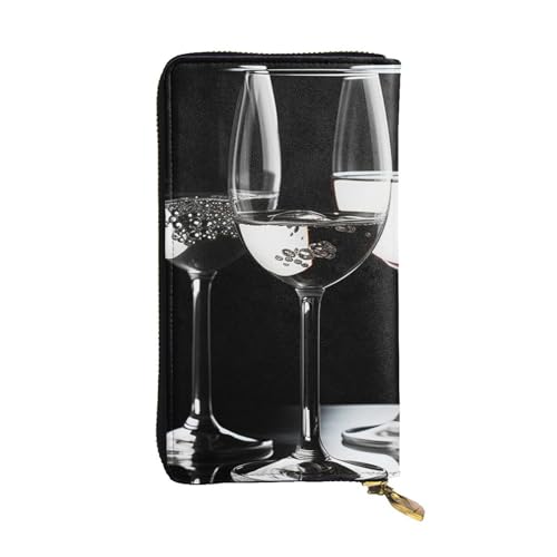 LKTPSKQRY Damen-Geldbörse, Leder, schmal, lang, Kartenhalter, Reißverschluss, Clutch, Weingläser, Reisegeldbörse von LKTPSKQRY