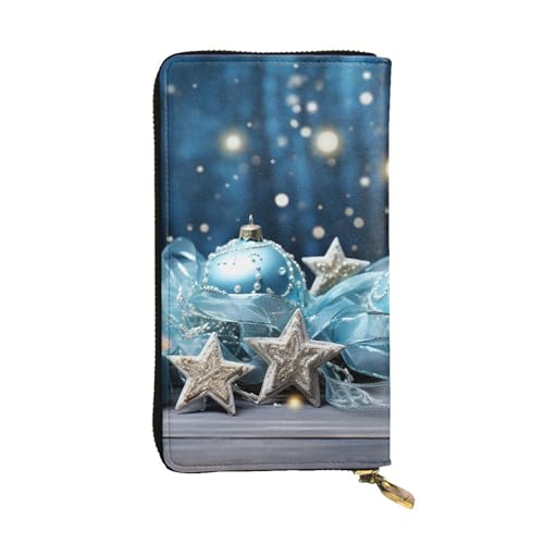 LKTPSKQRY Damen-Geldbörse, Leder, schmal, lang, Kartenhalter, Reißverschluss, Clutch, blau, Weihnachten, Reise-Geldbörse von LKTPSKQRY