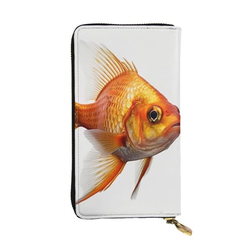 LKTPSKQRY Damen-Geldbörse, Leder, schmal, lang, Kartenhalter, Reißverschluss, Clutch, echte Fische, Reisegeldbörse von LKTPSKQRY