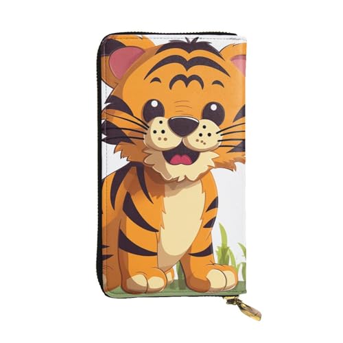 LKTPSKQRY Damen-Geldbörse, Leder, schmal, lang, Kartenhalter, Reißverschluss, Clutch, gepunkteter Tiger, Reisegeldbörse von LKTPSKQRY