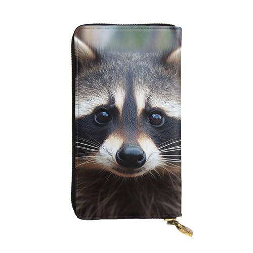 LKTPSKQRY Damen-Geldbörse, Leder, schmal, lang, Kartenhalter, Reißverschluss, Clutch, kleiner Waschbärgesicht, Reisegeldbörse von LKTPSKQRY