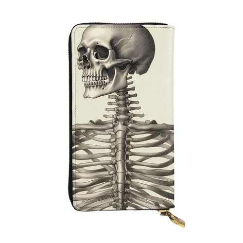 LKTPSKQRY Damen-Geldbörse, Leder, schmal, lang, Kartenhalter, Reißverschluss, Clutch, menschliches Skelett, Reisegeldbörse von LKTPSKQRY