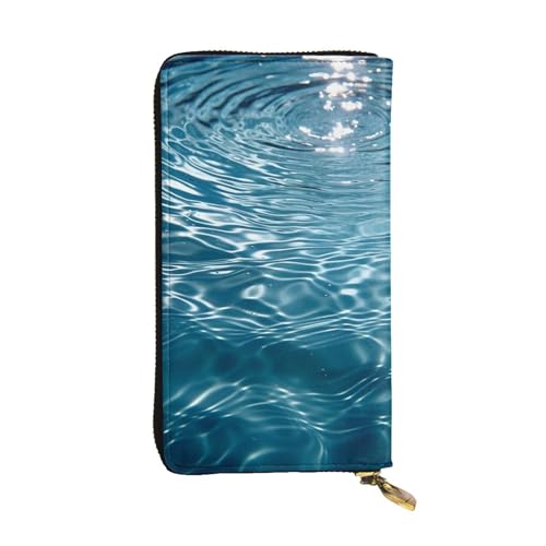 LKTPSKQRY Damen-Geldbörse, Leder, schmal, lang, Kartenhalter, Reißverschluss, Clutch, wassergeriffelt, Reisegeldbörse von LKTPSKQRY